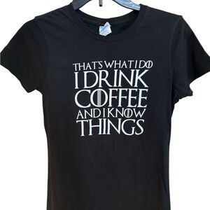 Black XS Graphic Tee with Coffee Quote Port & Company Cotton Excellent
